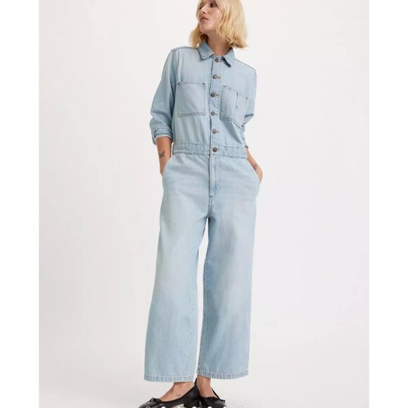 Levi's Women's XL Iconic Denim Jumpsuit Light Wash X-Large - Picture 1 of 7